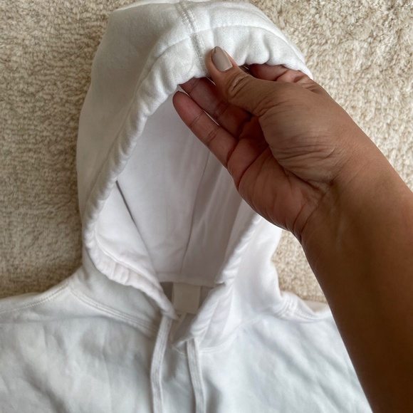 H&M Hoodie Womens Size M White Warm Lining Long Sleeve Crop Top - Picture 9 of 10